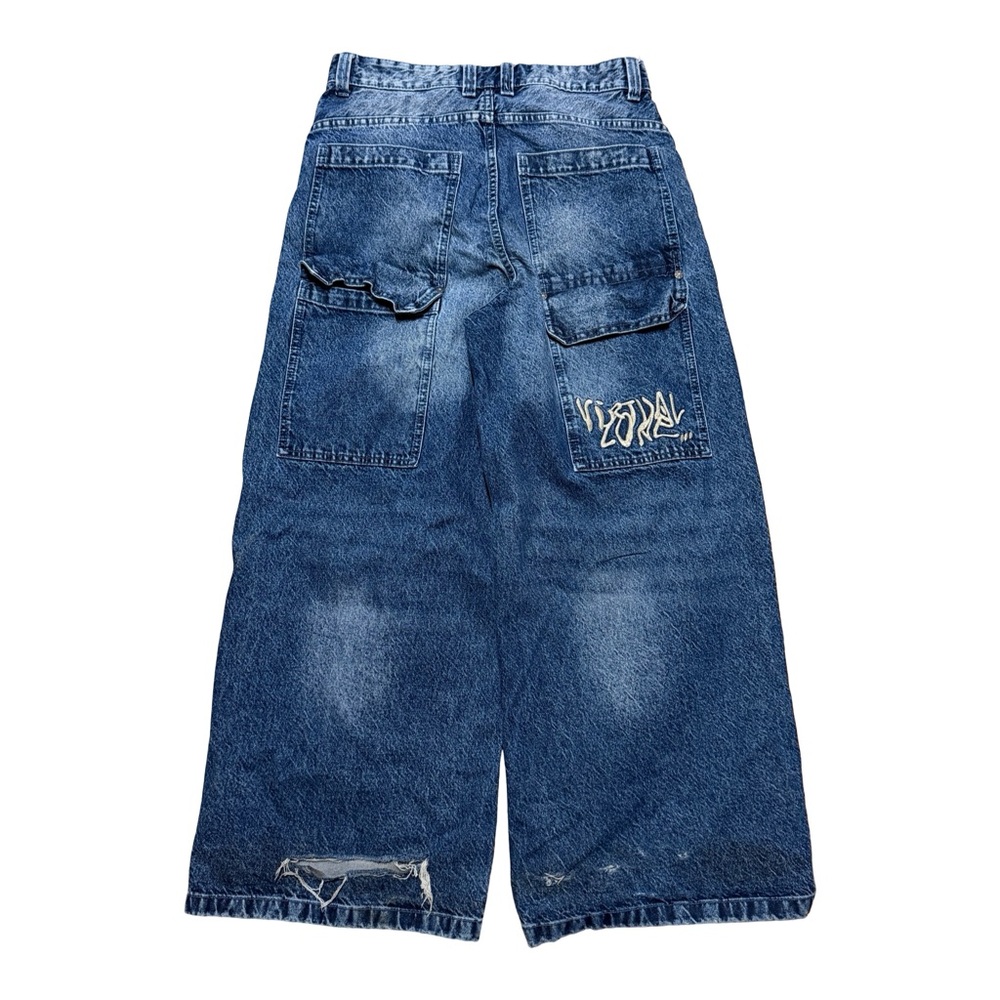 Mens Y2K Bershka Super Wide Leg JNCO Style Streetwear Jeans Size 30x30